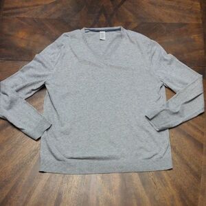 GAP Men’s Medium Gray V-Neck Lightweight Sweater Cotton Silk Blend
